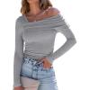imageANRABESS Womens One Off Shoulder Shirts Long Sleeve Slim Fitted Going Out Crop Tops 2025 Fall Outfits Y2K ClothesGrey