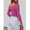 imageANRABESS Womens One Off Shoulder Shirts Long Sleeve Slim Fitted Going Out Crop Tops 2025 Fall Outfits Y2K ClothesHot Pink