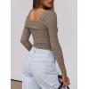 imageANRABESS Womens One Off Shoulder Shirts Long Sleeve Slim Fitted Going Out Crop Tops 2025 Fall Outfits Y2K ClothesKhaki