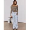 imageANRABESS Womens One Off Shoulder Shirts Long Sleeve Slim Fitted Going Out Crop Tops 2025 Fall Outfits Y2K ClothesKhaki