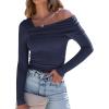 imageANRABESS Womens One Off Shoulder Shirts Long Sleeve Slim Fitted Going Out Crop Tops 2025 Fall Outfits Y2K ClothesNavy Blue