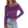 imageANRABESS Womens One Off Shoulder Shirts Long Sleeve Slim Fitted Going Out Crop Tops 2025 Fall Outfits Y2K ClothesPurple