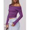 imageANRABESS Womens One Off Shoulder Shirts Long Sleeve Slim Fitted Going Out Crop Tops 2025 Fall Outfits Y2K ClothesPurple