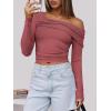 imageANRABESS Womens One Off Shoulder Shirts Long Sleeve Slim Fitted Going Out Crop Tops 2025 Fall Outfits Y2K ClothesRed