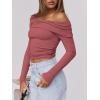 imageANRABESS Womens One Off Shoulder Shirts Long Sleeve Slim Fitted Going Out Crop Tops 2025 Fall Outfits Y2K ClothesRed