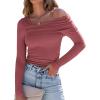 imageANRABESS Womens One Off Shoulder Shirts Long Sleeve Slim Fitted Going Out Crop Tops 2025 Fall Outfits Y2K ClothesRed