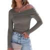 imageANRABESS Womens One Off Shoulder Shirts Long Sleeve Slim Fitted Going Out Crop Tops 2025 Fall Outfits Y2K ClothesSilver