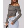 imageANRABESS Womens One Off Shoulder Shirts Long Sleeve Slim Fitted Going Out Crop Tops 2025 Fall Outfits Y2K ClothesSilver