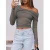imageANRABESS Womens One Off Shoulder Shirts Long Sleeve Slim Fitted Going Out Crop Tops 2025 Fall Outfits Y2K ClothesSilver