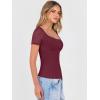 imageANRABESS Womens Short Sleeve Shirts Scoop Neck Lace Going Out Tops Slim Fit Rib Knit Casual Tee 2026 Summer Fashion OutfitsDeep Red