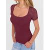 imageANRABESS Womens Short Sleeve Shirts Scoop Neck Lace Going Out Tops Slim Fit Rib Knit Casual Tee 2026 Summer Fashion OutfitsDeep Red