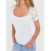 imageANRABESS Womens Short Sleeve Shirts Scoop Neck Lace Going Out Tops Slim Fit Rib Knit Casual Tee 2026 Summer Fashion OutfitsWhite