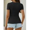 imageANRABESS Womens Short Sleeve Tops Built in Bra Summer T Shirts Scoop Neck Ribbed Knit Fitted Basic Tee Casual Going Out TopBlack