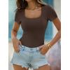 imageANRABESS Womens Short Sleeve Tops Built in Bra Summer T Shirts Scoop Neck Ribbed Knit Fitted Basic Tee Casual Going Out TopBrown