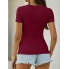 imageANRABESS Womens Short Sleeve Tops Built in Bra Summer T Shirts Scoop Neck Ribbed Knit Fitted Basic Tee Casual Going Out TopDeep Red
