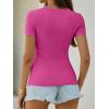 imageANRABESS Womens Short Sleeve Tops Built in Bra Summer T Shirts Scoop Neck Ribbed Knit Fitted Basic Tee Casual Going Out TopHot Pink