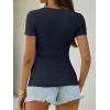 imageANRABESS Womens Short Sleeve Tops Built in Bra Summer T Shirts Scoop Neck Ribbed Knit Fitted Basic Tee Casual Going Out TopNavy Blue