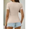 imageANRABESS Womens Short Sleeve Tops Built in Bra Summer T Shirts Scoop Neck Ribbed Knit Fitted Basic Tee Casual Going Out TopOatmeal