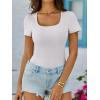 imageANRABESS Womens Short Sleeve Tops Built in Bra Summer T Shirts Scoop Neck Ribbed Knit Fitted Basic Tee Casual Going Out TopWhite
