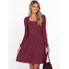 imageANRABESS Womens Square Neck Long Sleeve Fall Dress Casual Ribbed Knit Soft 2026 Trendy Short Sweater Dresses with PocketsBurgundy