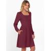 imageANRABESS Womens Square Neck Long Sleeve Fall Dress Casual Ribbed Knit Soft 2026 Trendy Short Sweater Dresses with PocketsBurgundy