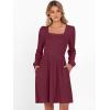 imageANRABESS Womens Square Neck Long Sleeve Fall Dress Casual Ribbed Knit Soft 2026 Trendy Short Sweater Dresses with PocketsBurgundy