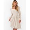 imageANRABESS Womens Square Neck Long Sleeve Fall Dress Casual Ribbed Knit Soft 2026 Trendy Short Sweater Dresses with PocketsLight Khaki