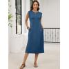 imageANRABESS Womens Summer Casual Midi Dress Sleeveless Crewneck Loose Split WrinkleFree Beach Travel Vacation Long SundressDeep Blue