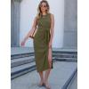 imageANRABESS Womens Summer Casual Sleeveless T Shirt Midi Dress Slim Fit Tie Waist Split Tank Long Dresses 2026 Vacation SundressArmy Green