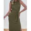 imageANRABESS Womens Summer Casual Sleeveless T Shirt Midi Dress Slim Fit Tie Waist Split Tank Long Dresses 2026 Vacation SundressArmy Green