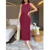 imageANRABESS Womens Summer Casual Sleeveless T Shirt Midi Dress Slim Fit Tie Waist Split Tank Long Dresses 2026 Vacation SundressBurgundy