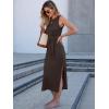 imageANRABESS Womens Summer Casual Sleeveless T Shirt Midi Dress Slim Fit Tie Waist Split Tank Long Dresses 2026 Vacation SundressCoffee