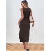 imageANRABESS Womens Summer Casual Sleeveless T Shirt Midi Dress Slim Fit Tie Waist Split Tank Long Dresses 2026 Vacation SundressCoffee