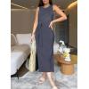 imageANRABESS Womens Summer Casual Sleeveless T Shirt Midi Dress Slim Fit Tie Waist Split Tank Long Dresses 2026 Vacation SundressDeep Gray