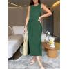 imageANRABESS Womens Summer Casual Sleeveless T Shirt Midi Dress Slim Fit Tie Waist Split Tank Long Dresses 2026 Vacation SundressDeep Green