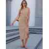 imageANRABESS Womens Summer Casual Sleeveless T Shirt Midi Dress Slim Fit Tie Waist Split Tank Long Dresses 2026 Vacation SundressKhaki