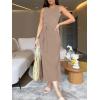 imageANRABESS Womens Summer Casual Sleeveless T Shirt Midi Dress Slim Fit Tie Waist Split Tank Long Dresses 2026 Vacation SundressKhaki