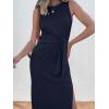 imageANRABESS Womens Summer Casual Sleeveless T Shirt Midi Dress Slim Fit Tie Waist Split Tank Long Dresses 2026 Vacation SundressNavy Blue