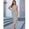 imageANRABESS Womens Summer Casual Sleeveless T Shirt Midi Dress Slim Fit Tie Waist Split Tank Long Dresses 2026 Vacation SundressStriped Grey