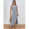 imageANRABESS Womens Summer Casual Sleeveless T Shirt Midi Dress Slim Fit Tie Waist Split Tank Long Dresses 2026 Vacation SundressStriped Navy Blue