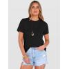 imageANRABESS Womens Summer Waffle Knit Tops Crew Neck Short Sleeve Casual Trendy Shirts Basic Tee Blouses 2026 Spring OutfitsBlack