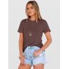 imageANRABESS Womens Summer Waffle Knit Tops Crew Neck Short Sleeve Casual Trendy Shirts Basic Tee Blouses 2026 Spring OutfitsBrown