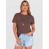 imageANRABESS Womens Summer Waffle Knit Tops Crew Neck Short Sleeve Casual Trendy Shirts Basic Tee Blouses 2026 Spring OutfitsBrown