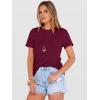 imageANRABESS Womens Summer Waffle Knit Tops Crew Neck Short Sleeve Casual Trendy Shirts Basic Tee Blouses 2026 Spring OutfitsDark Fuchsia