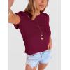 imageANRABESS Womens Summer Waffle Knit Tops Crew Neck Short Sleeve Casual Trendy Shirts Basic Tee Blouses 2026 Spring OutfitsDark Fuchsia