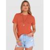 imageANRABESS Womens Summer Waffle Knit Tops Crew Neck Short Sleeve Casual Trendy Shirts Basic Tee Blouses 2026 Spring OutfitsOrange