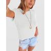 imageANRABESS Womens Summer Waffle Knit Tops Crew Neck Short Sleeve Casual Trendy Shirts Basic Tee Blouses 2026 Spring OutfitsWhite