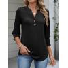 imageANRABESS Womens Tops 34 Sleeve Henley V Neck Soft Blouses Dressy Casual Work Business Shirts 2026 Spring Fashion ClothesBlack