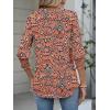 imageANRABESS Womens Tops 34 Sleeve Henley V Neck Soft Blouses Dressy Casual Work Business Shirts 2026 Spring Fashion ClothesBohemian Orange