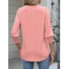 imageANRABESS Womens Tops 34 Sleeve Henley V Neck Soft Blouses Dressy Casual Work Business Shirts 2026 Spring Fashion ClothesCoral White Stripe